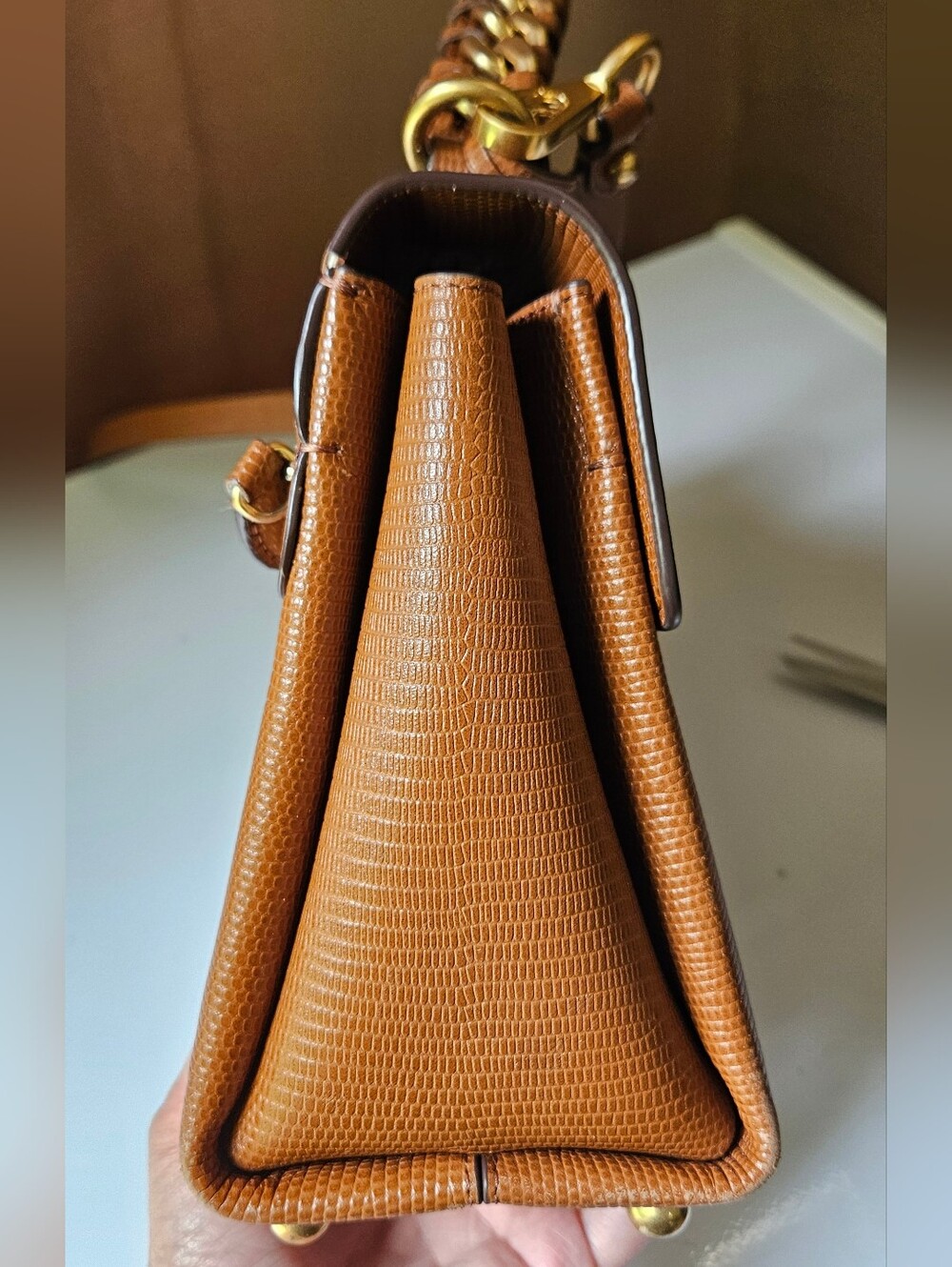 Rebecca Minkoff Lizard-Embossed Leather Chain Satchel - Picture 6 of 14